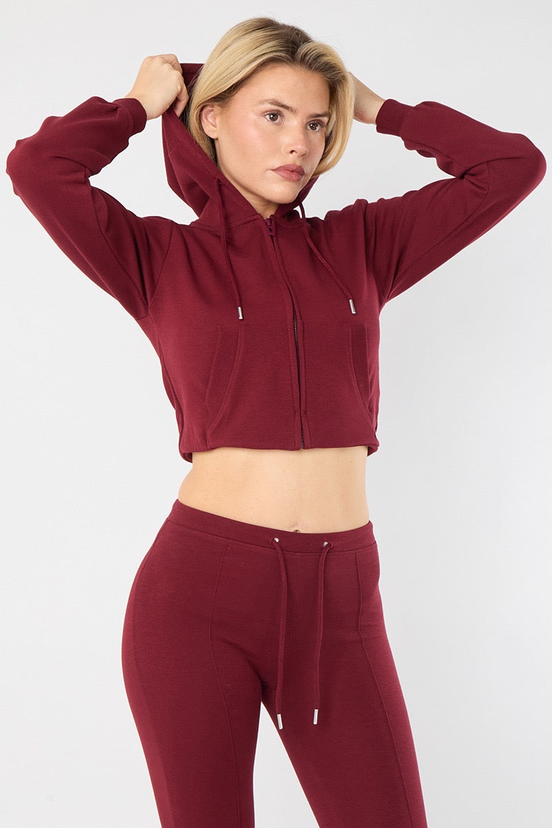 Cropped Hem Bell Bottom Joggers Set - Fernanda