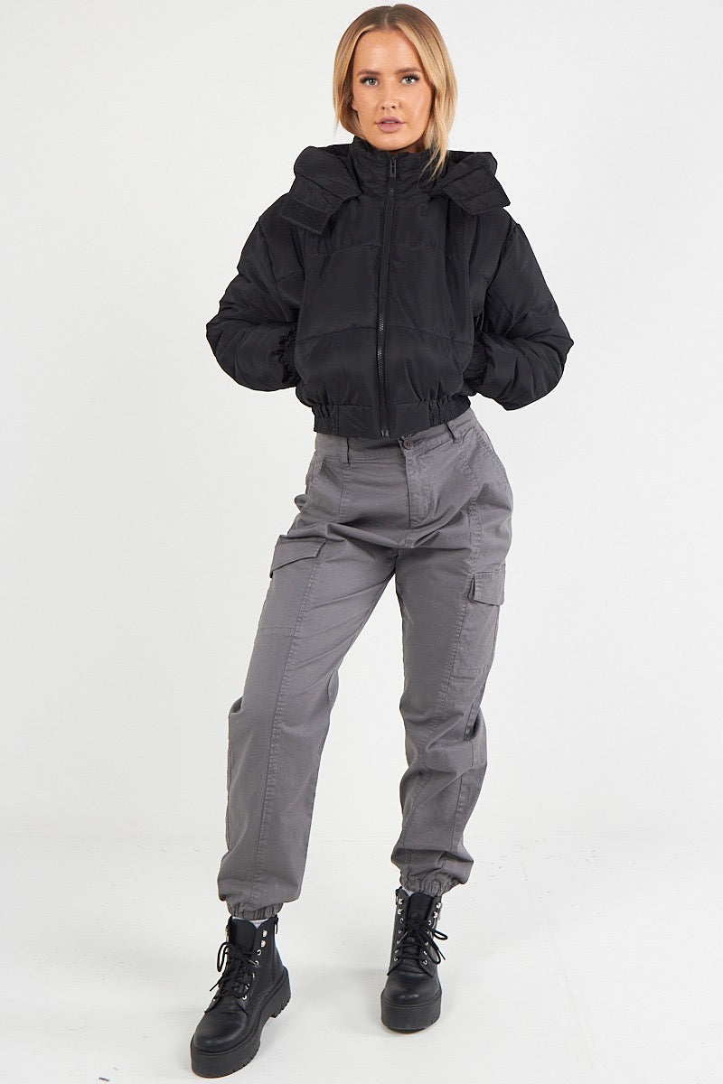 Hooded Crop Puffer Jacket - Matilda