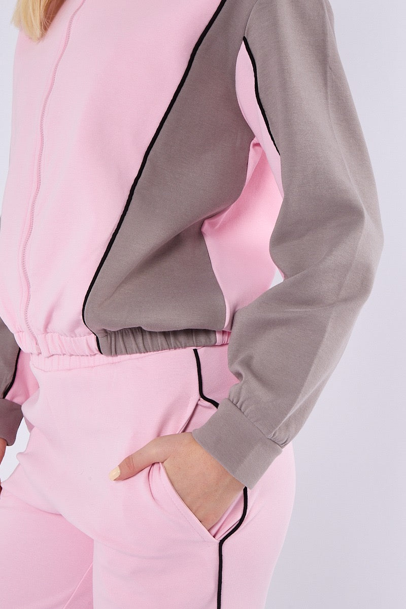 Colour Block Retro Jacket & Jogger Set - Ivanna - Storm Desire