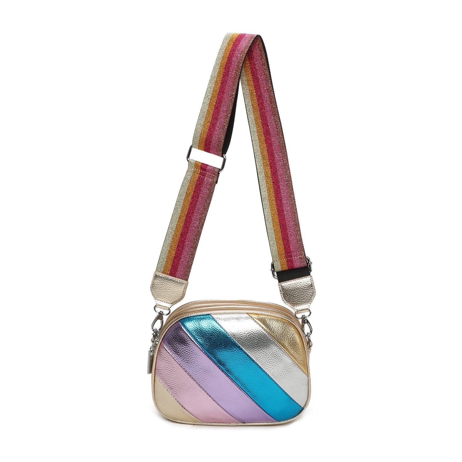 Metallic Stripes Crossbody Bag - Dahlia - Storm Desire
