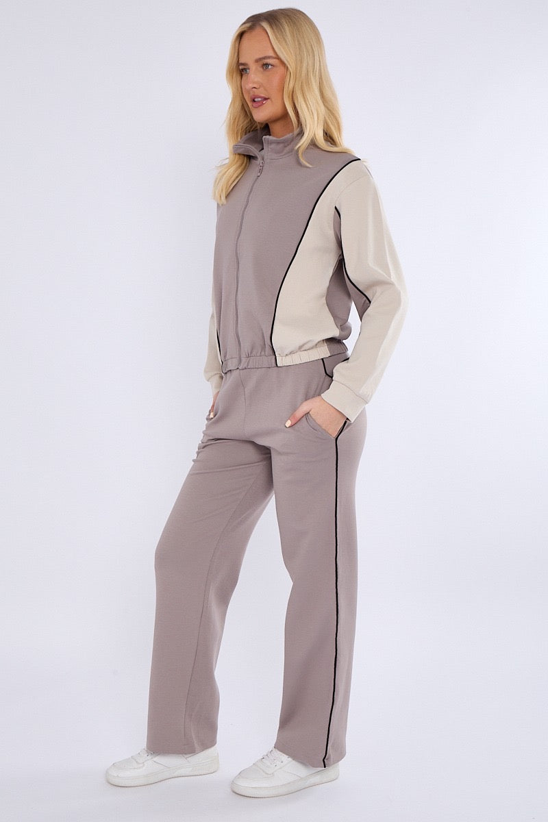 Colour Block Retro Jacket & Jogger Set - Ivanna - Storm Desire