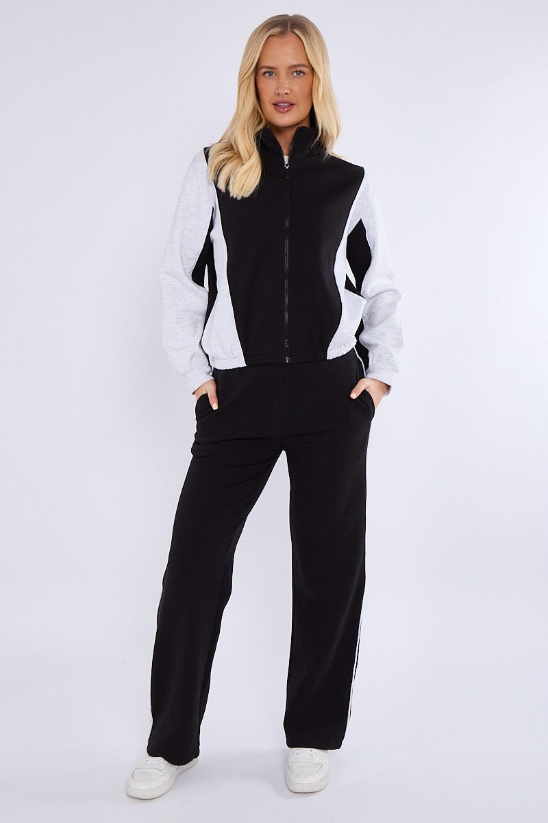 Colour Block Retro Jacket & Jogger Set - Ivanna - Storm Desire
