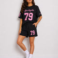 Baseball stripe Oversized T-Shirt & Shorts Co-ord Set - Mackenzie