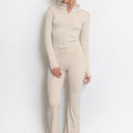 New Colour Active Zip Top And Push Up Flare Trouser Set - Hayden - Storm Desire