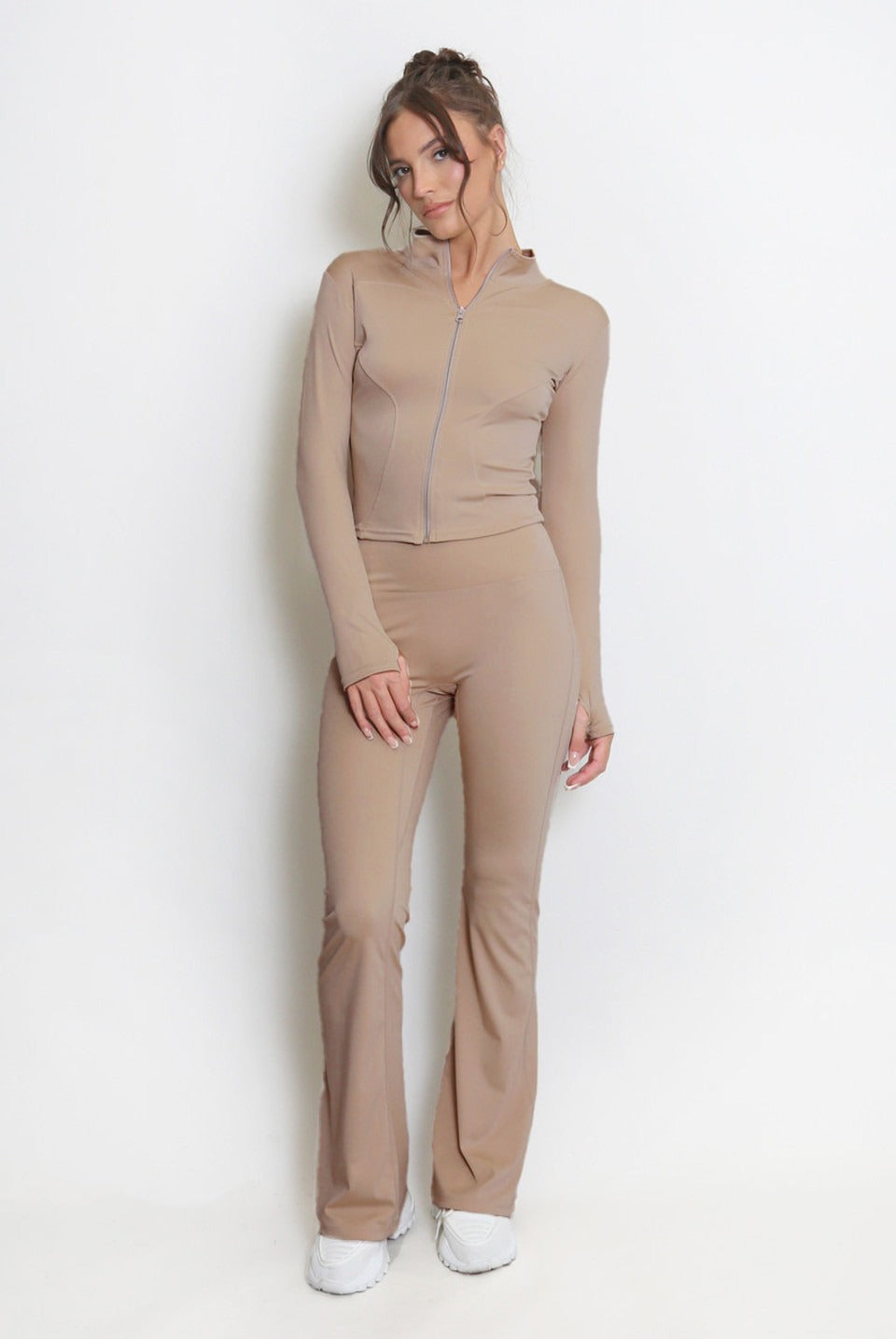 Active Zip Top And Push Up Flare Trouser Set - Hayden - Storm Desire
