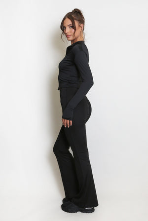 New Colour Active Zip Top And Push Up Flare Trouser Set - Hayden - Storm Desire