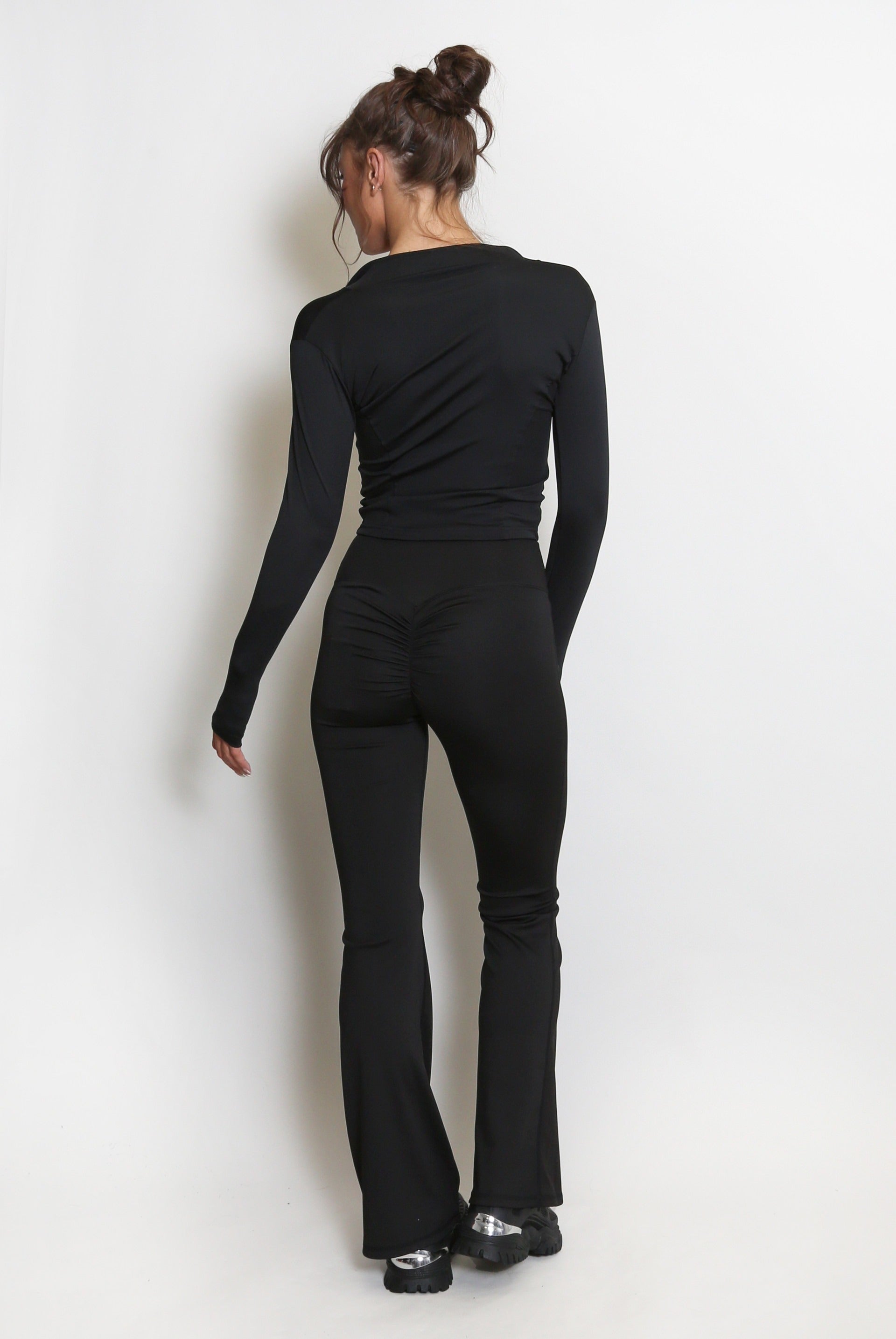 New Colour Active Zip Top And Push Up Flare Trouser Set - Hayden - Storm Desire
