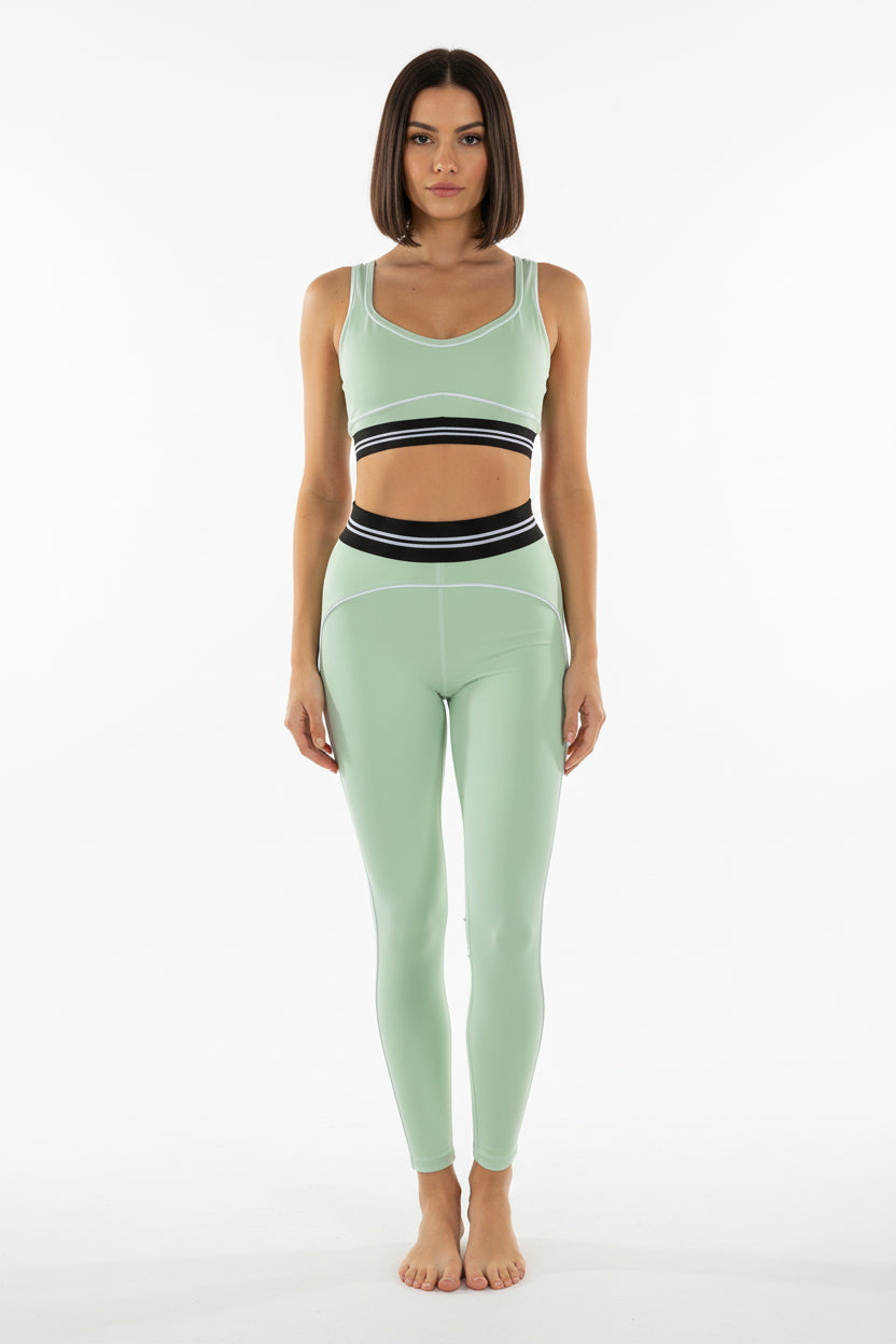 Striped Crop Top And Legging Gym Set - Olivia