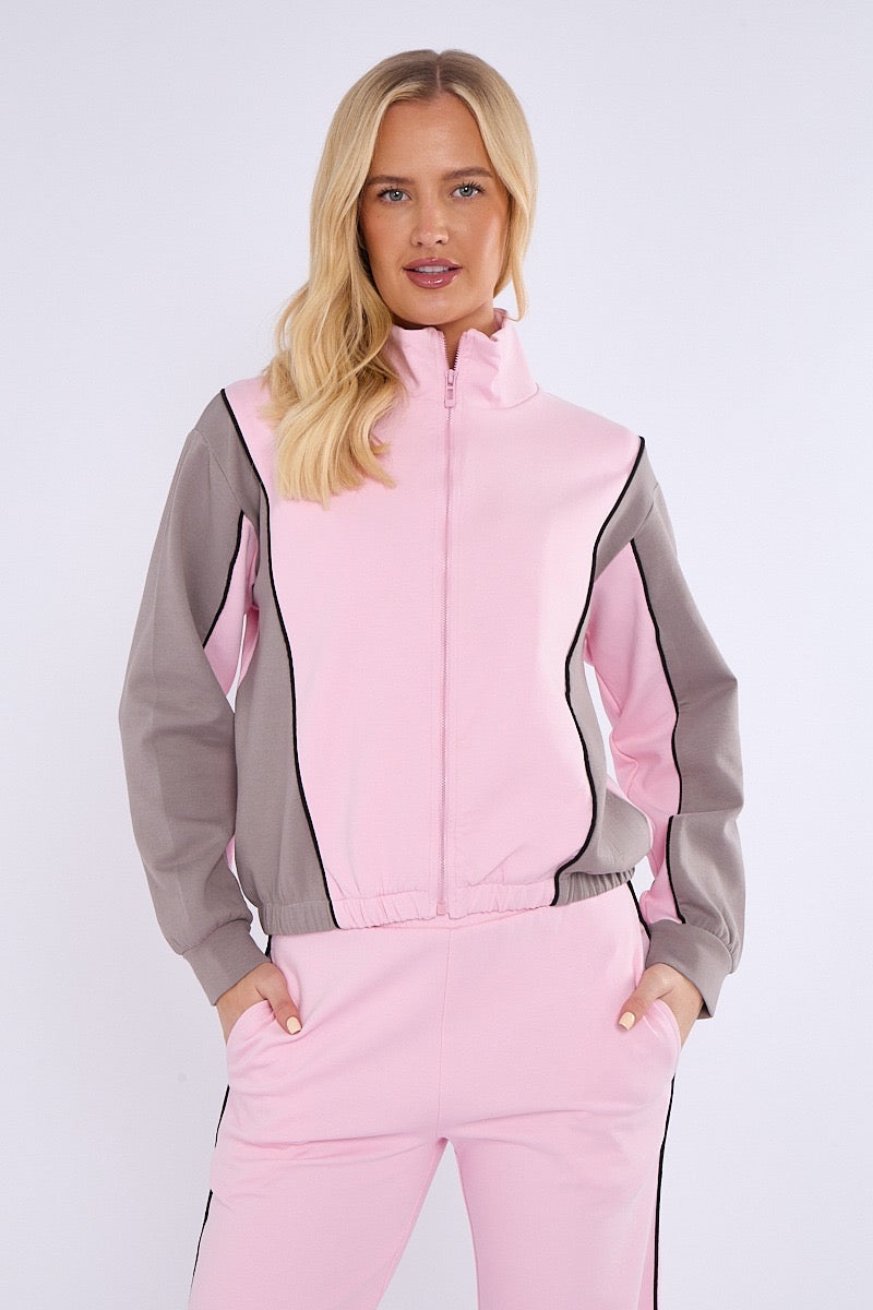 Colour Block Retro Jacket & Jogger Set - Ivanna - Storm Desire