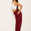 Wine oversize joggers with elastic waistband and cuffed ankle hems