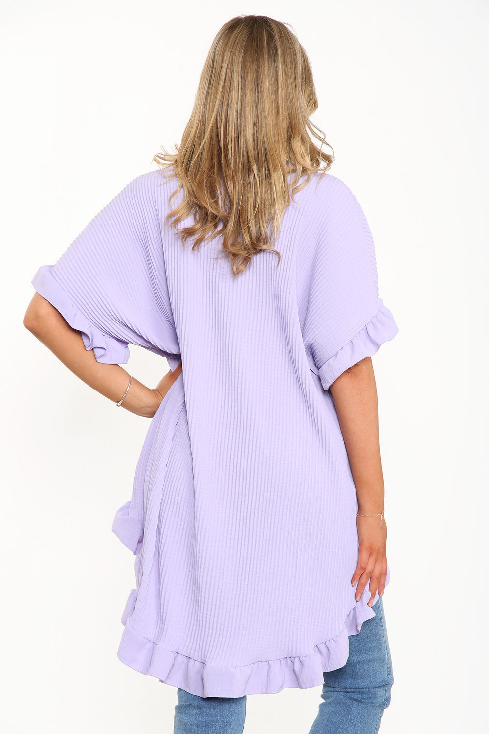 Lilac Pleated Frill Oversize Shirt - Ocean - Storm Desire