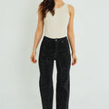 Full Rhinestone Detail Straight Leg Jeans - Grace