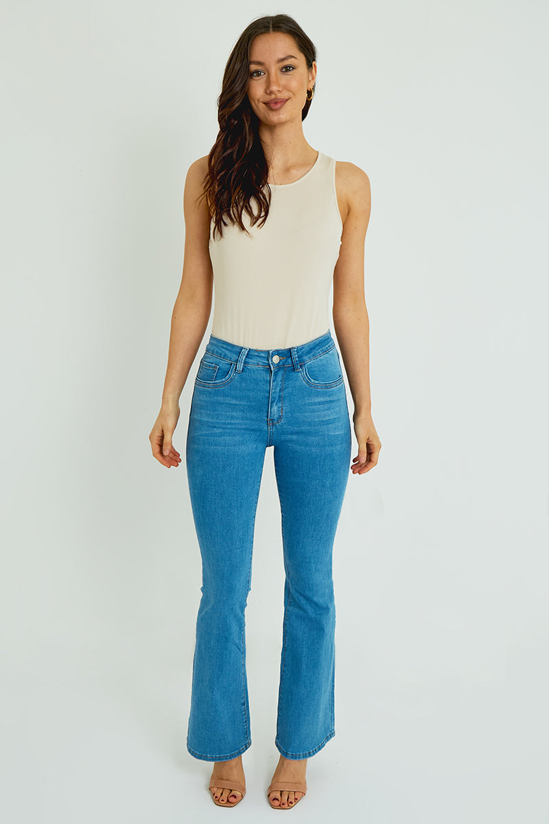 Bell Bottom Flare Denim Jeans Ivy