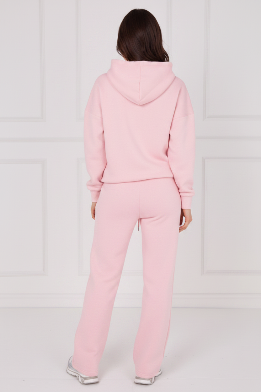 Hooded Oversize Top & Flare Jogger Loungewear Set - Scarlett