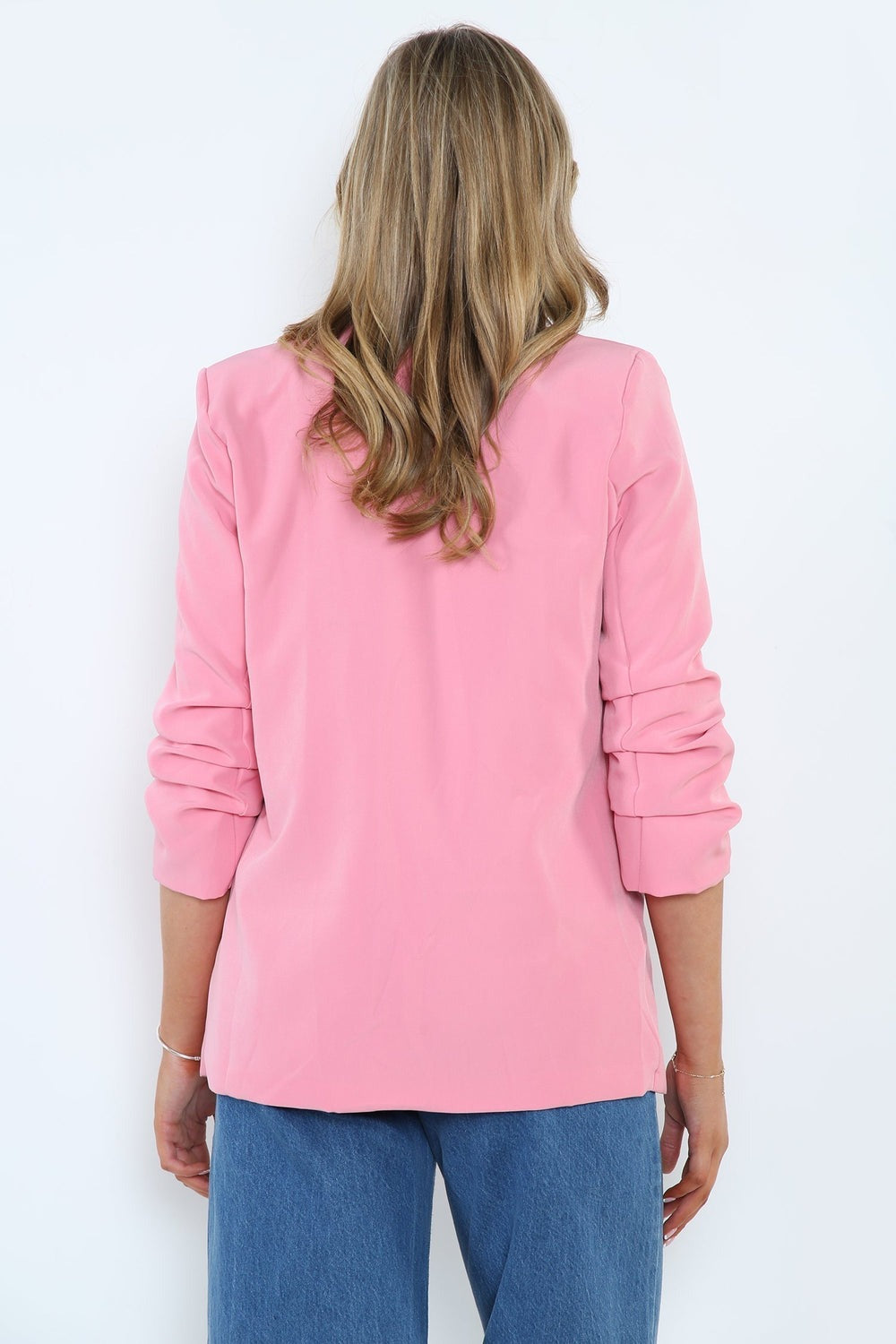 Ruched Sleeve Open Blazer - Renata