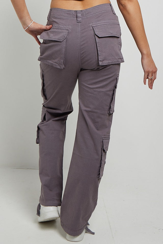 Grey Cargo Combat Baggy Jeans - Kennedi - Storm Desire