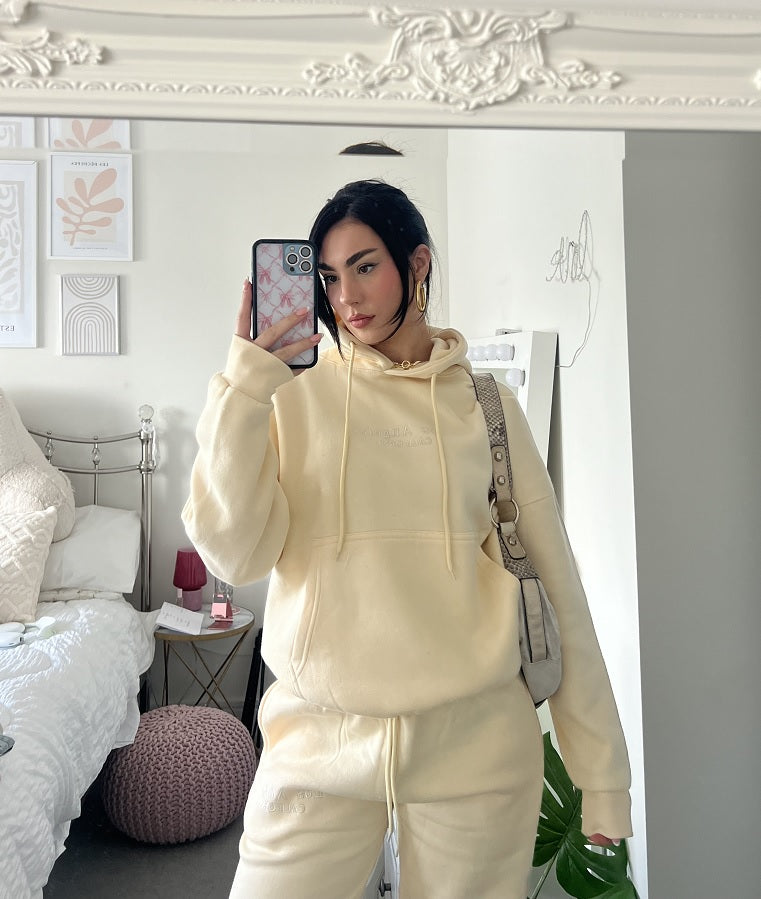 Cream Embroidered Los Angeles Sweatshirt & Jogger Set - Teresa