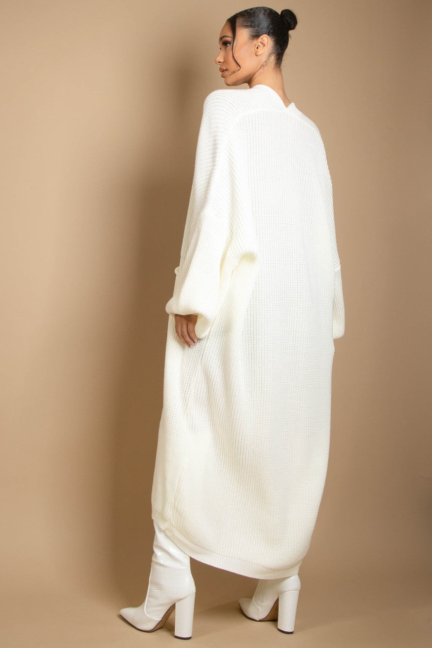 Cream Oversize Longline Knitted Cardigan - Kori - Storm Desire