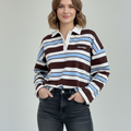 Rugby Collar Stripe Sweatshirt - Elodie