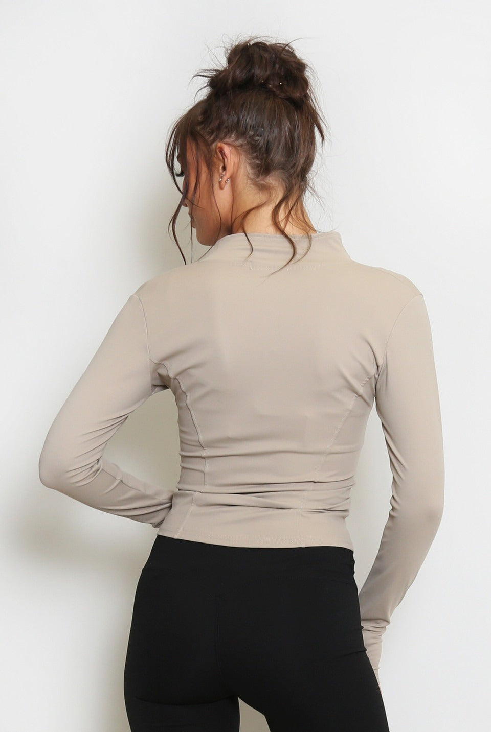 Stone Fitted Energy Long Sleeve Gym Top - Mila - Storm Desire
