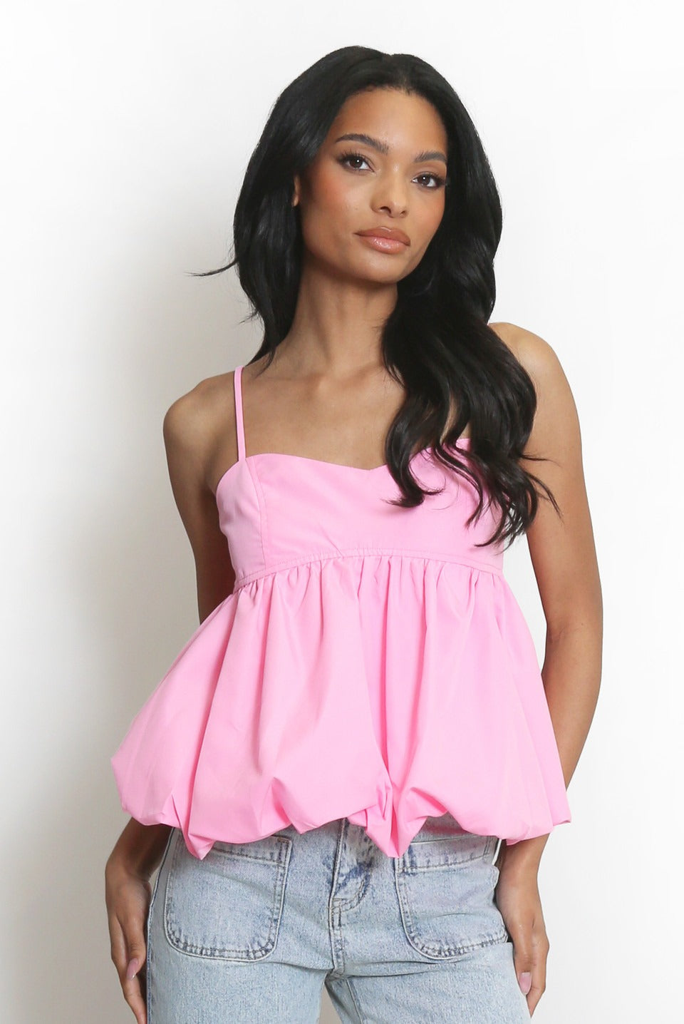 Strappy Bubble Hem Cropped Top - Emberly
