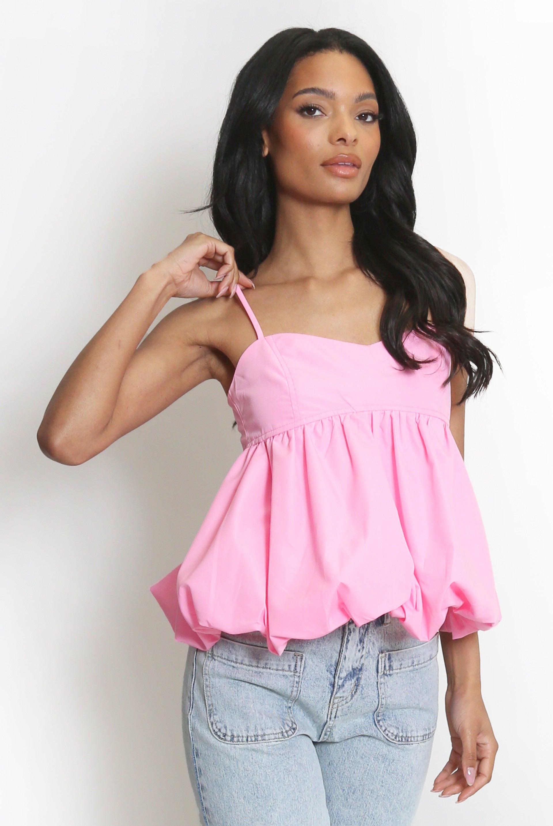 Strappy Bubble Hem Cropped Top - Emberly