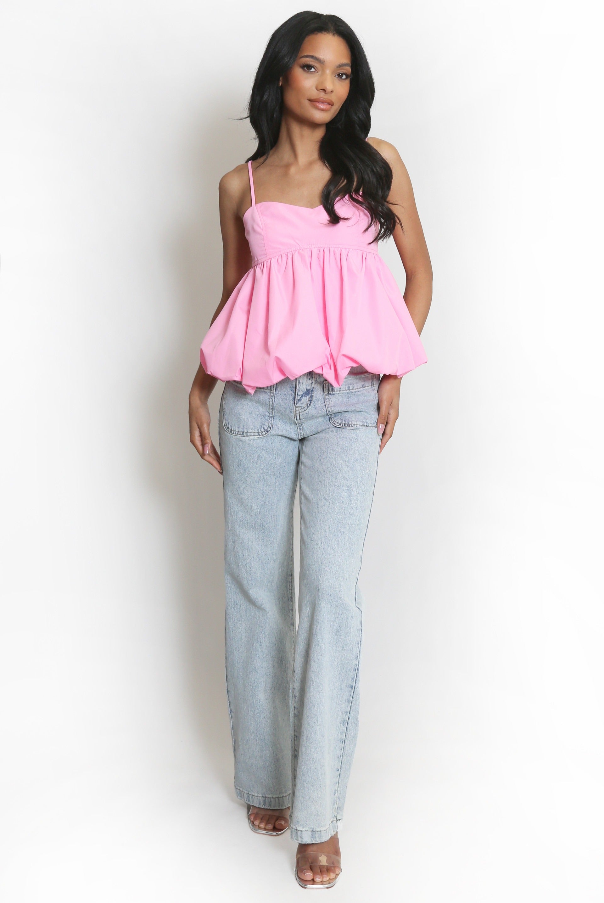 Strappy Bubble Hem Cropped Top - Emberly