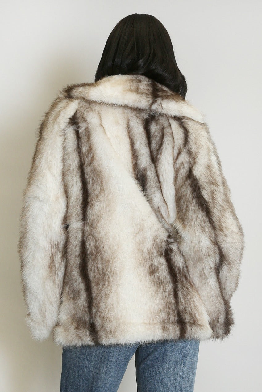 Vintage Style Chunky Faux Fur Jacket - Henley