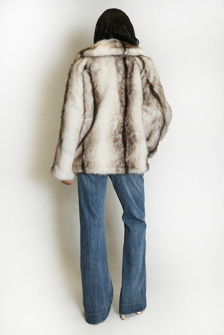 Vintage Style Chunky Faux Fur Jacket - Henley
