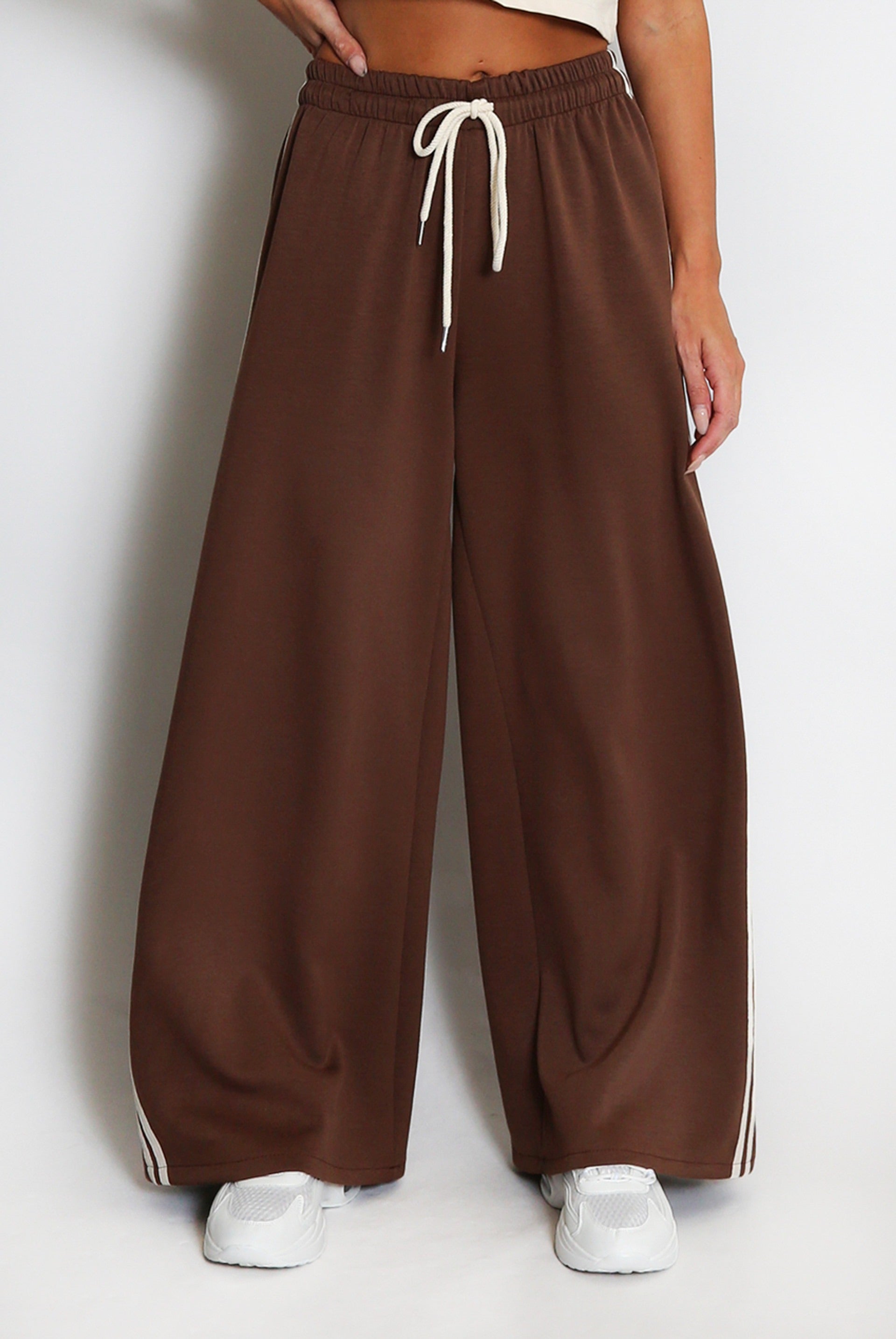 Wide Leg Side Stripe Trousers - Ivey