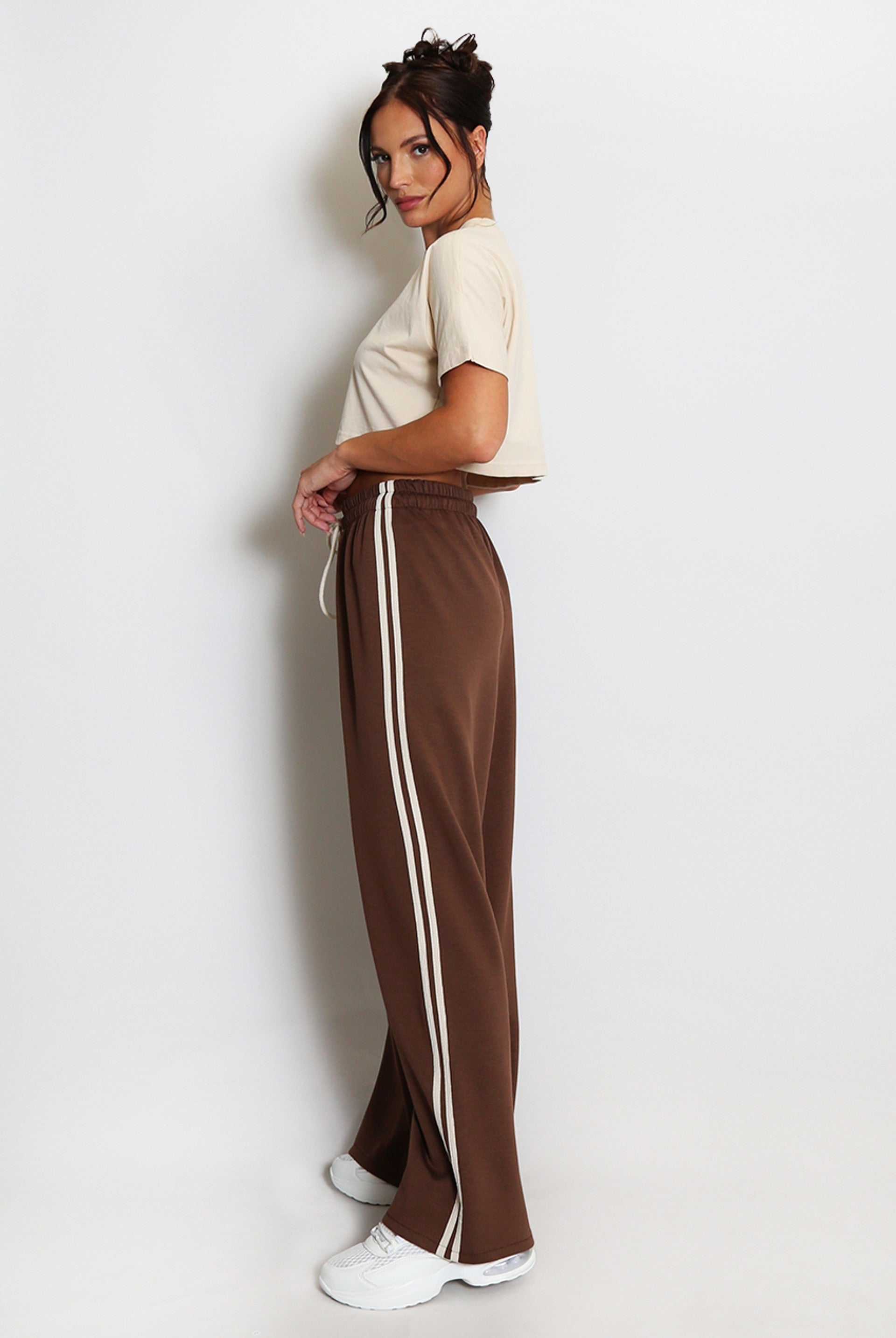 Wide Leg Side Stripe Trousers - Ivey