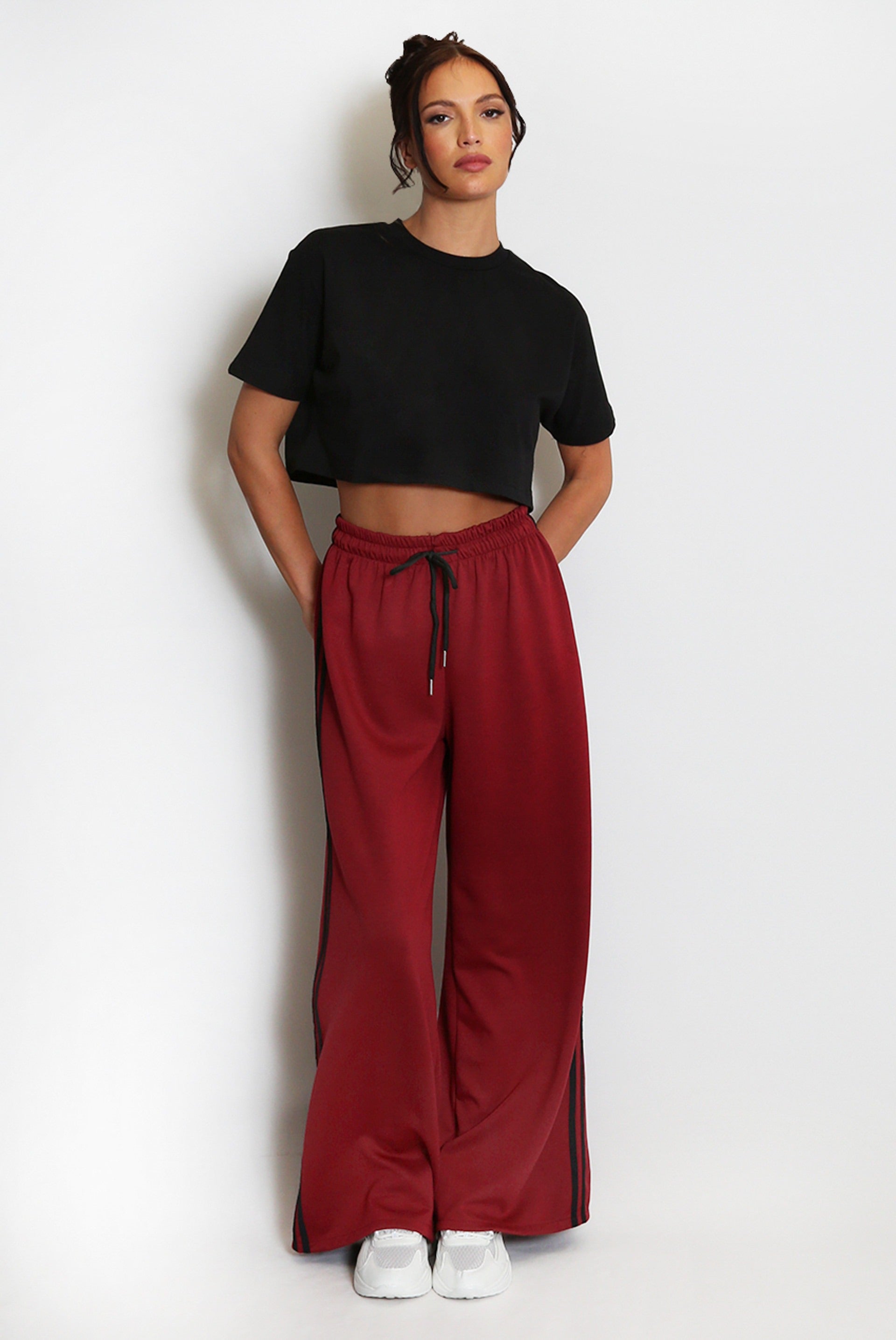 Wide Leg Side Stripe Trousers - Ivey