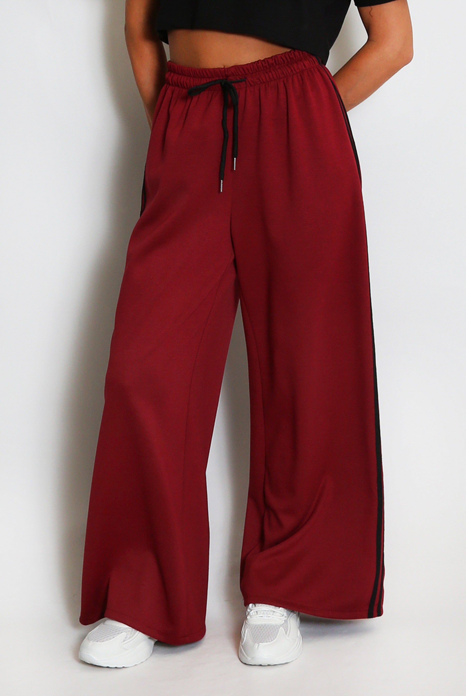 Wide Leg Side Stripe Trousers - Ivey