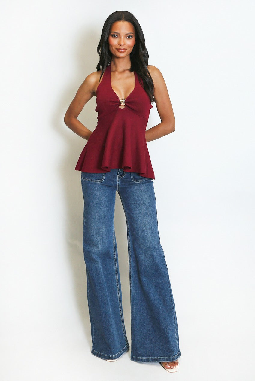 Fine Knit Halter Neck Top - Berkley