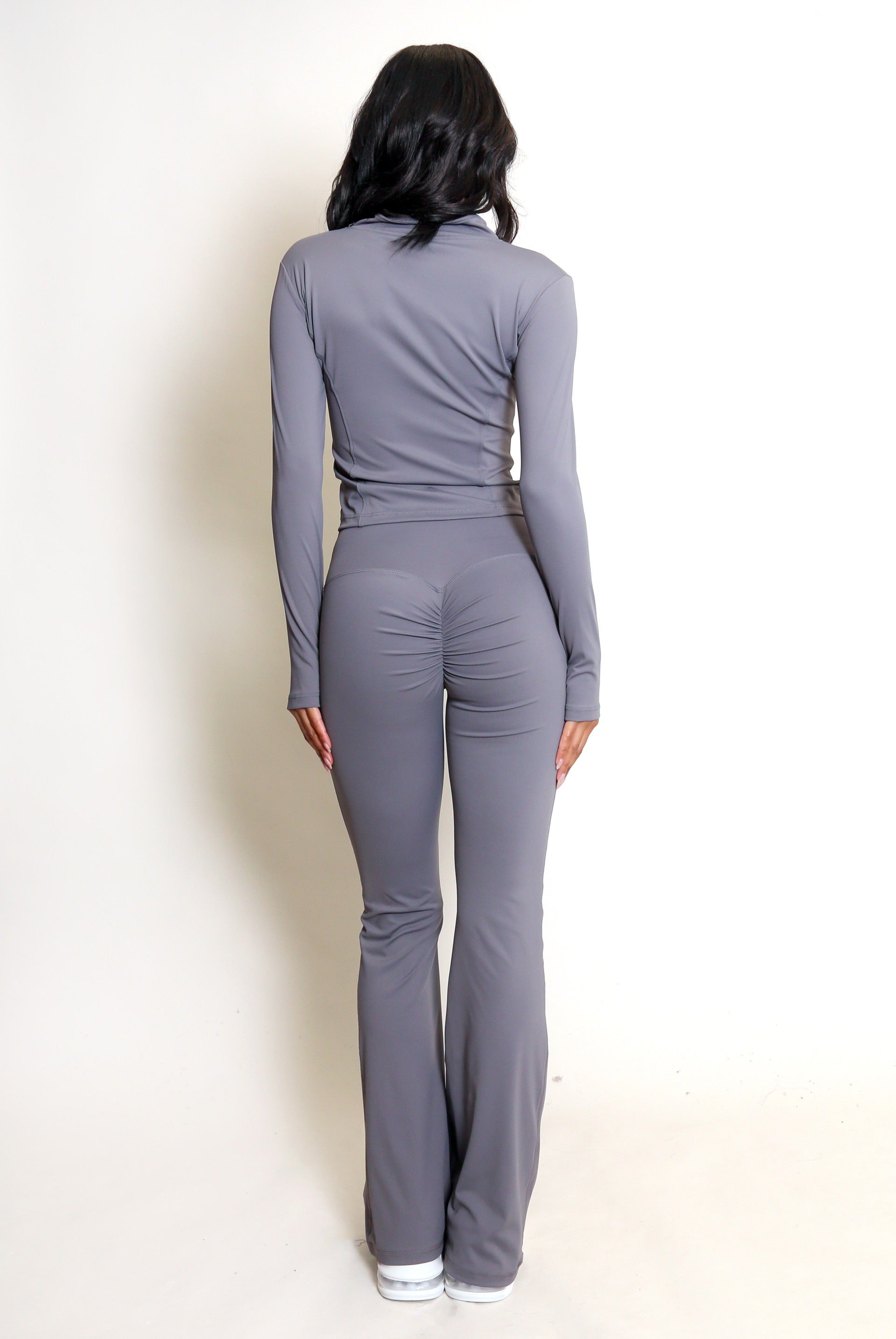 New Colour Active Zip Top And Push Up Flare Trouser Set - Hayden - Storm Desire