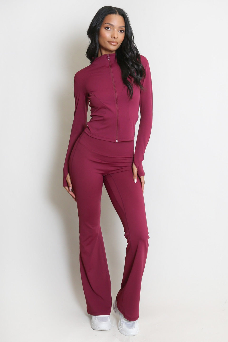 Active Zip Top And Push Up Flare Trouser Set - Hayden - Storm Desire