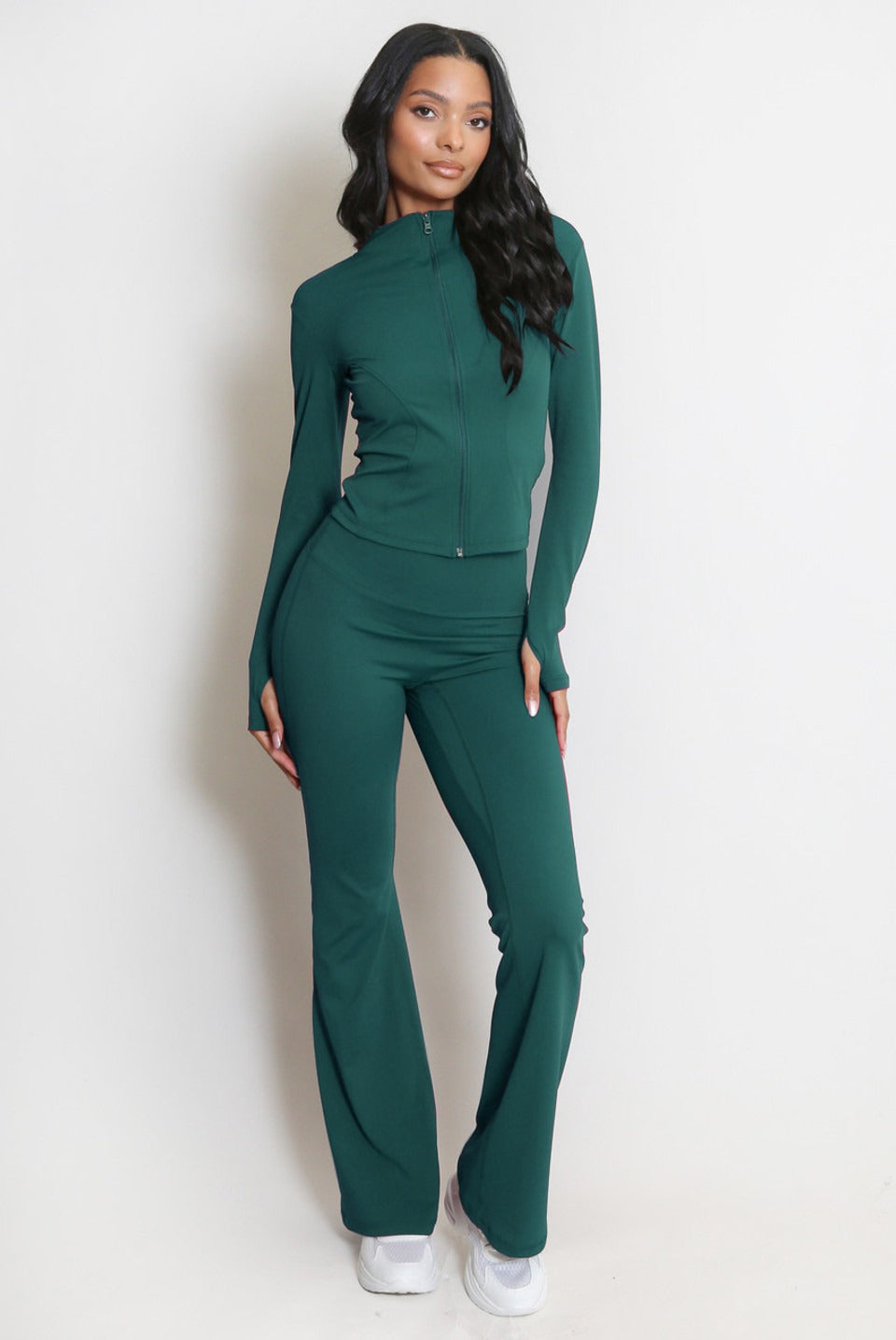 Active Zip Top And Push Up Flare Trouser Set - Hayden - Storm Desire