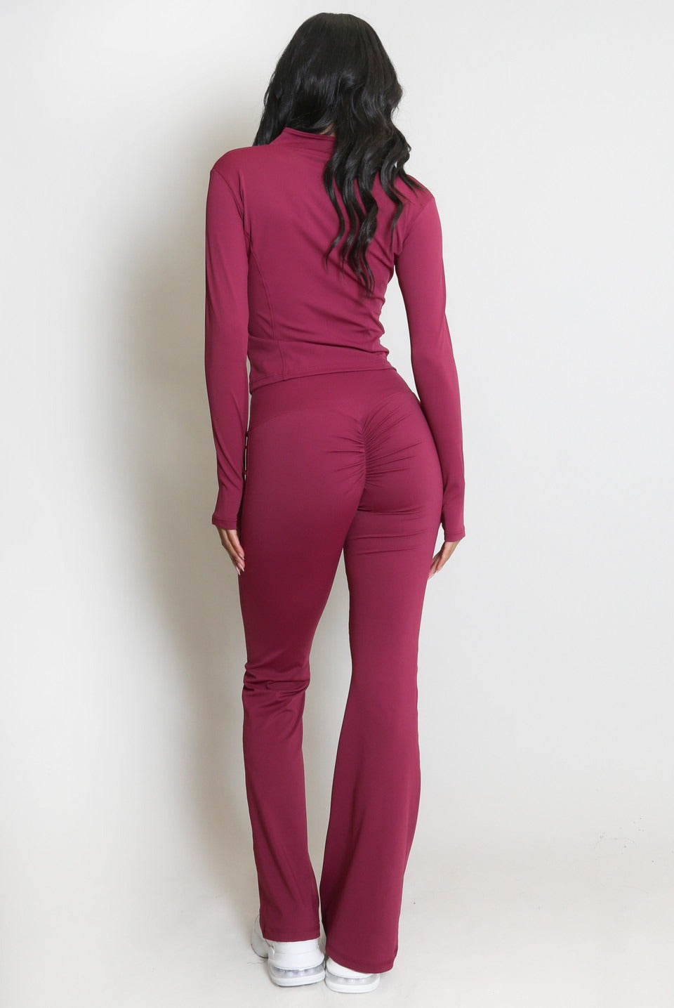 Back In Stock Active Zip Top And Push Up Flare Trouser Set - Hayden