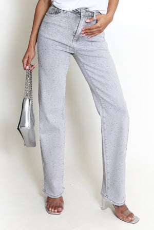 Straight Fit Embellished Jeans - Liana - Storm Desire