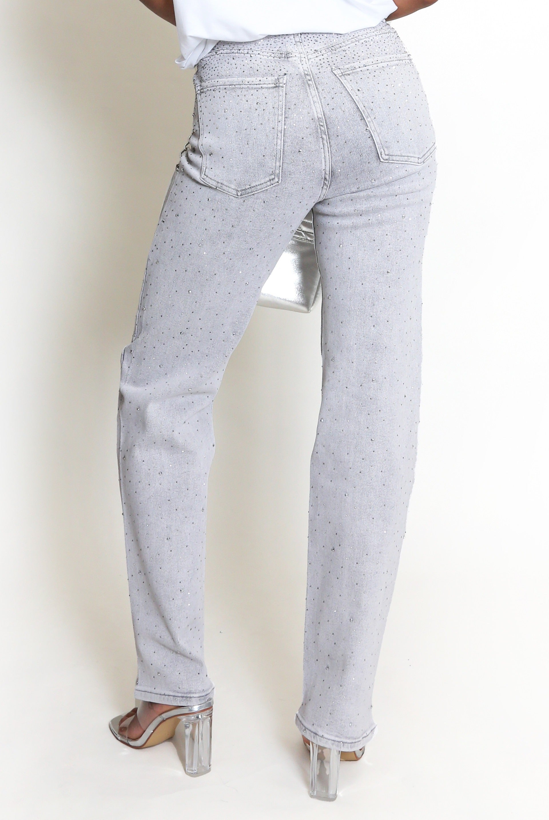 Straight Fit Embellished Jeans - Liana - Storm Desire