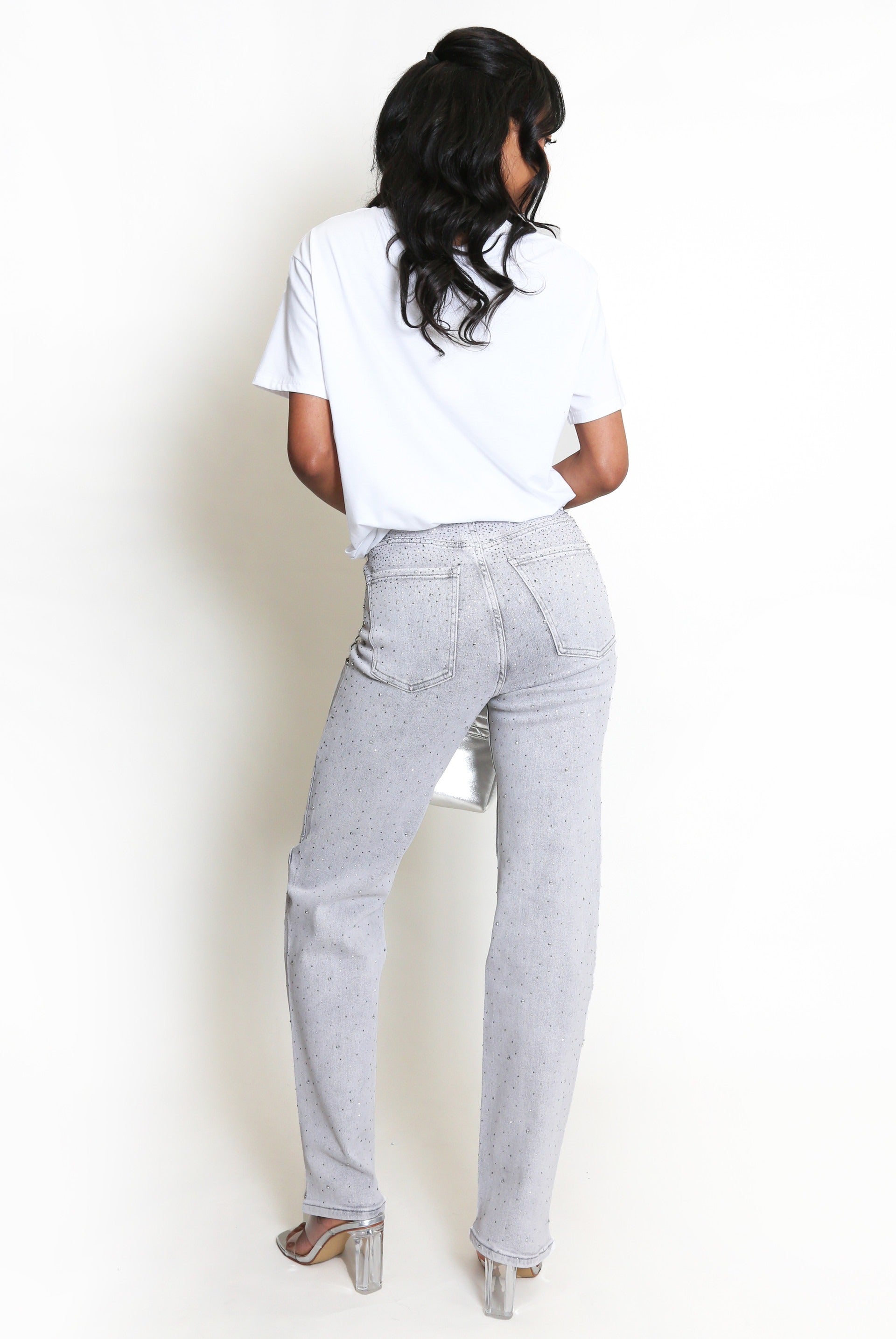 Straight Fit Embellished Jeans - Liana - Storm Desire