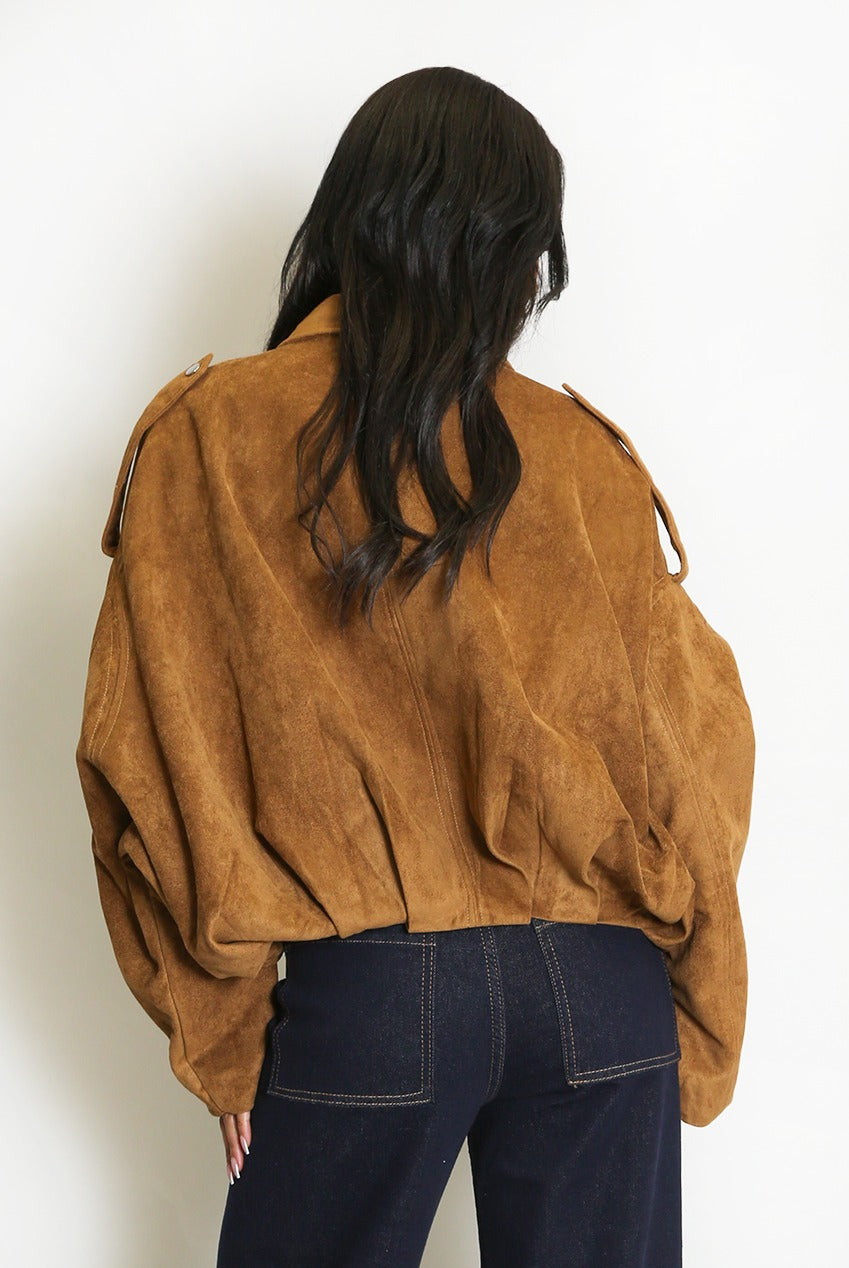 Oversized Faux Suede Jacket - Ashlyn