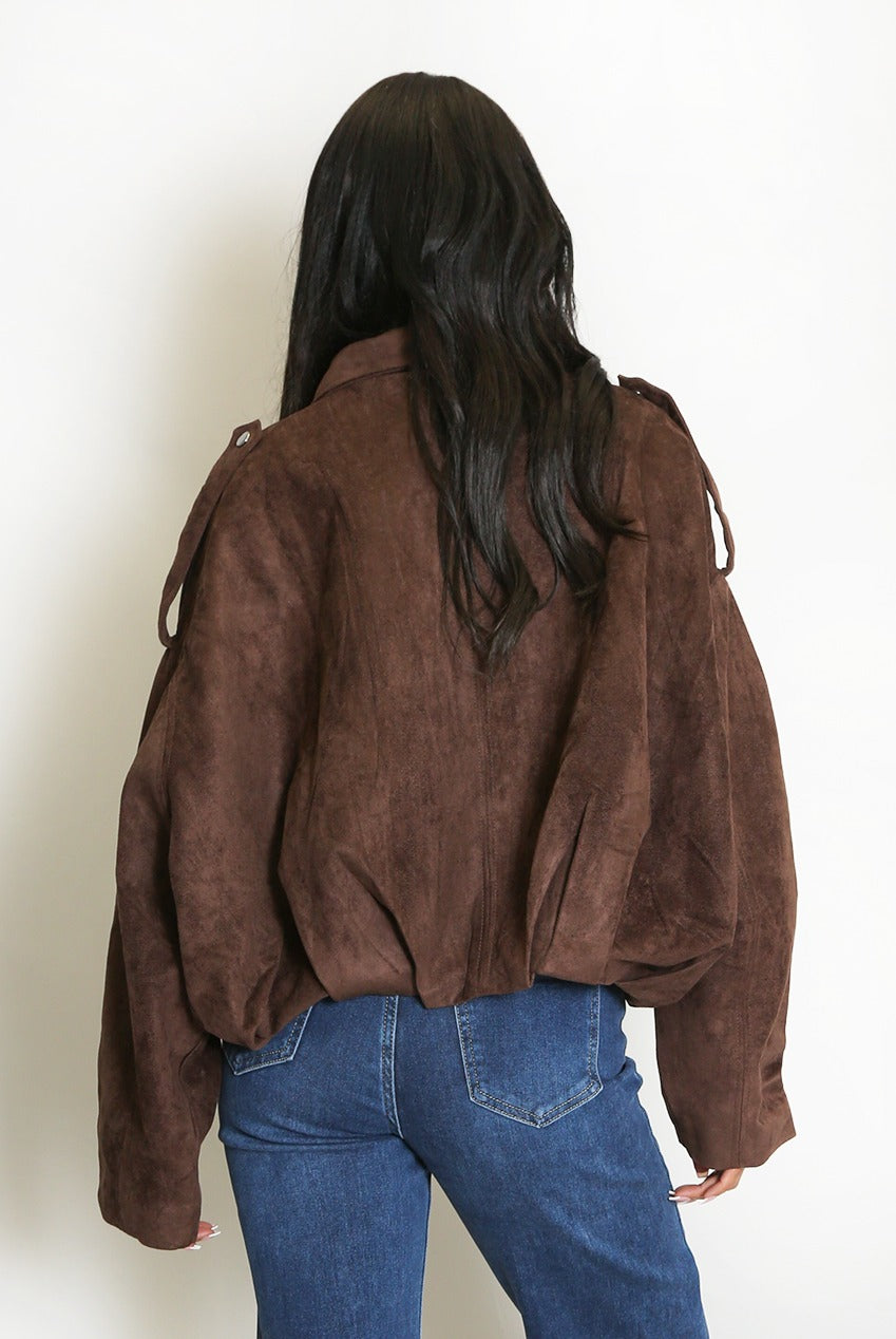 Oversized Faux Suede Jacket - Ashlyn
