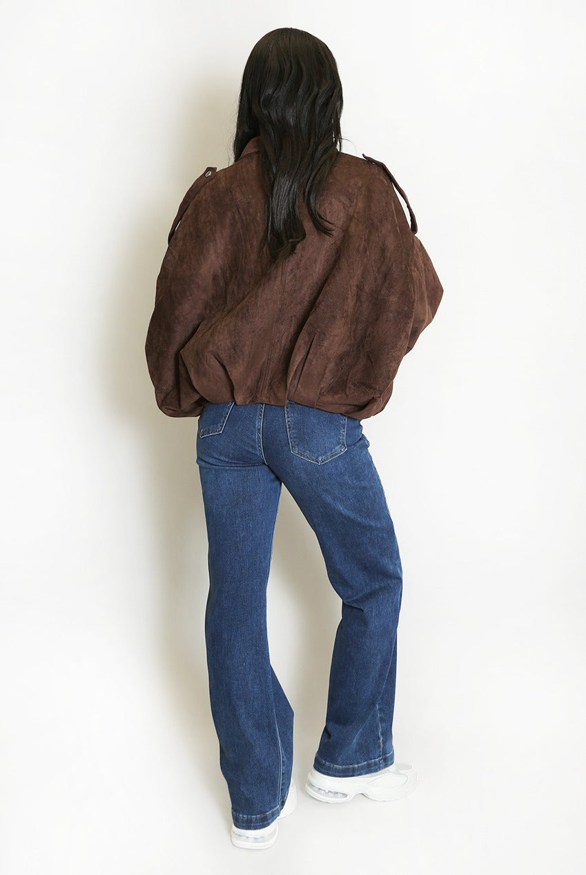 Oversized Faux Suede Jacket - Ashlyn