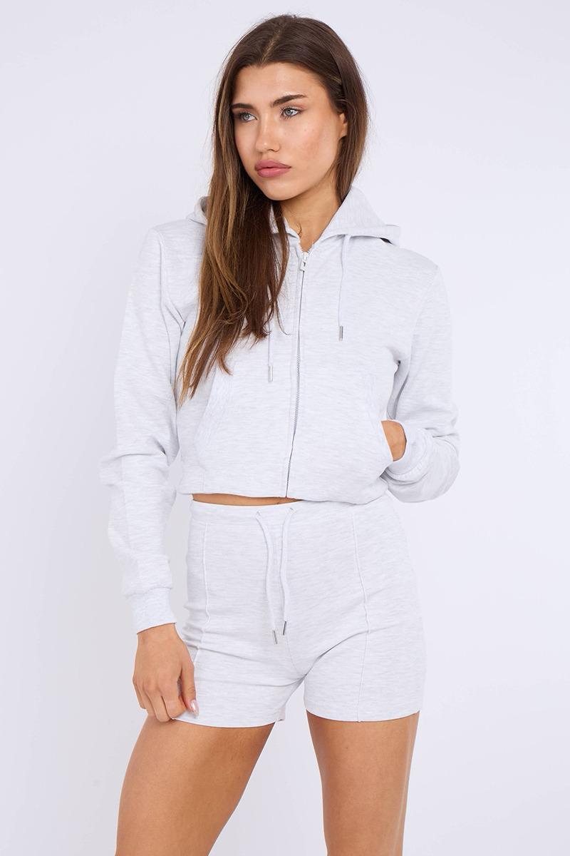 Hooded Crop Top & Shorts Set - Michaela - Storm Desire