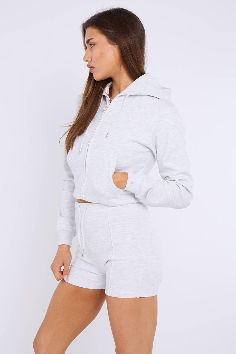 Hooded Crop Top & Shorts Set - Michaela - Storm Desire