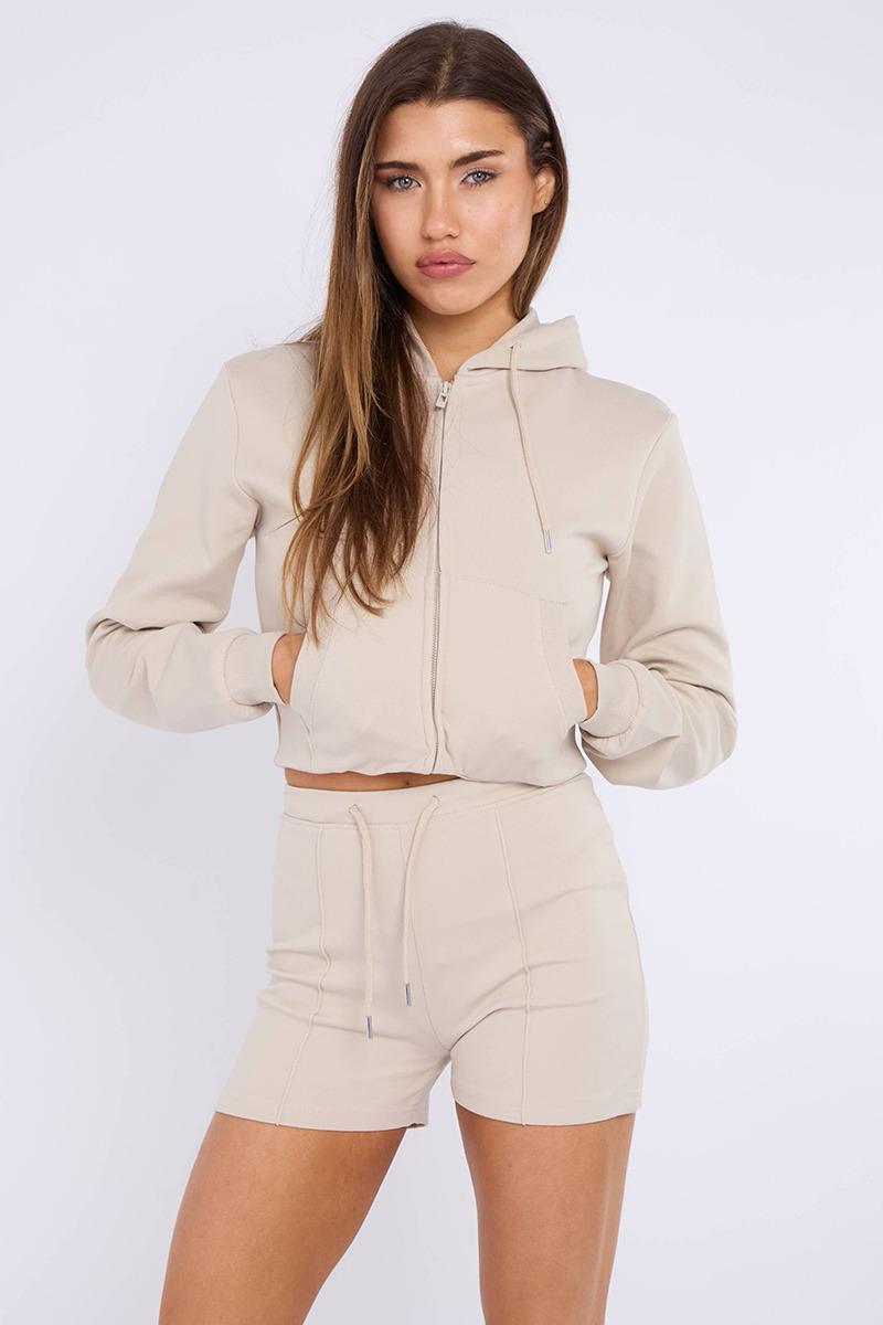 Hooded Crop Top & Shorts Set - Michaela - Storm Desire