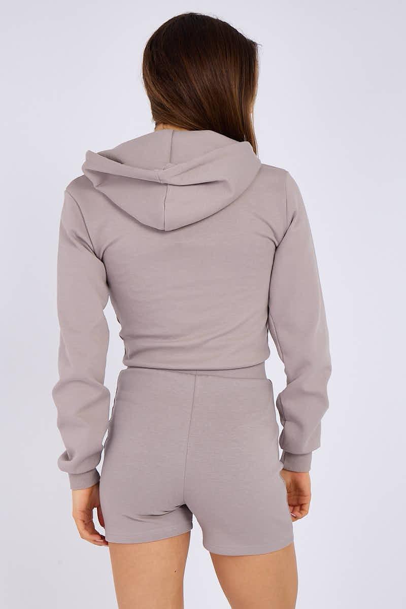 Hooded Crop Top & Shorts Set - Michaela - Storm Desire