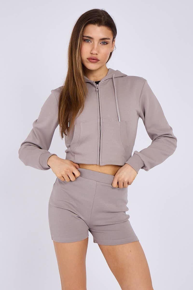 Hooded Crop Top & Shorts Set - Michaela - Storm Desire
