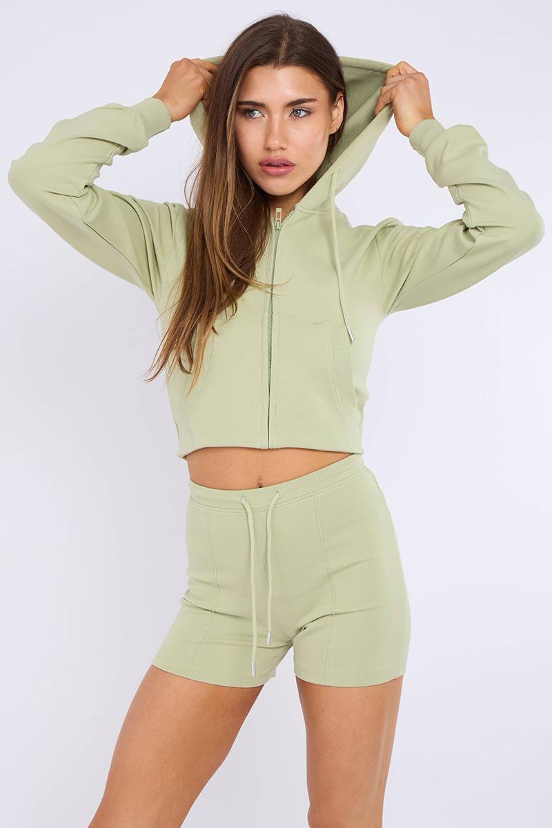 Hooded Crop Top & Shorts Set - Michaela - Storm Desire